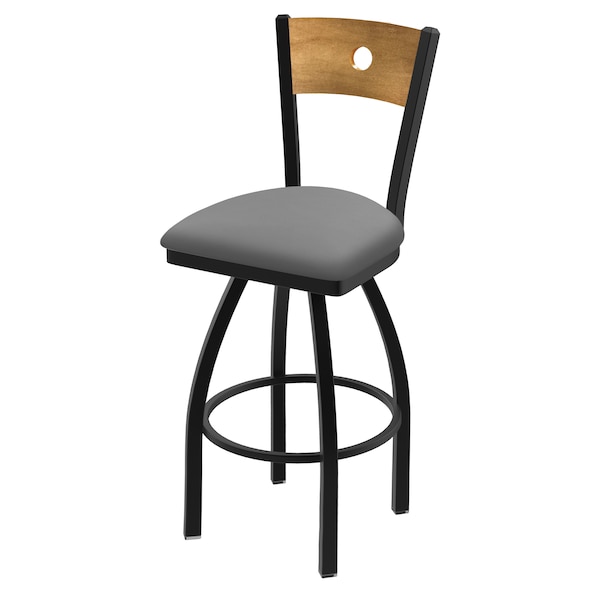 25" Swivel Counter Stool, Black Wrinkle, Med Back, Canter Grey Seat